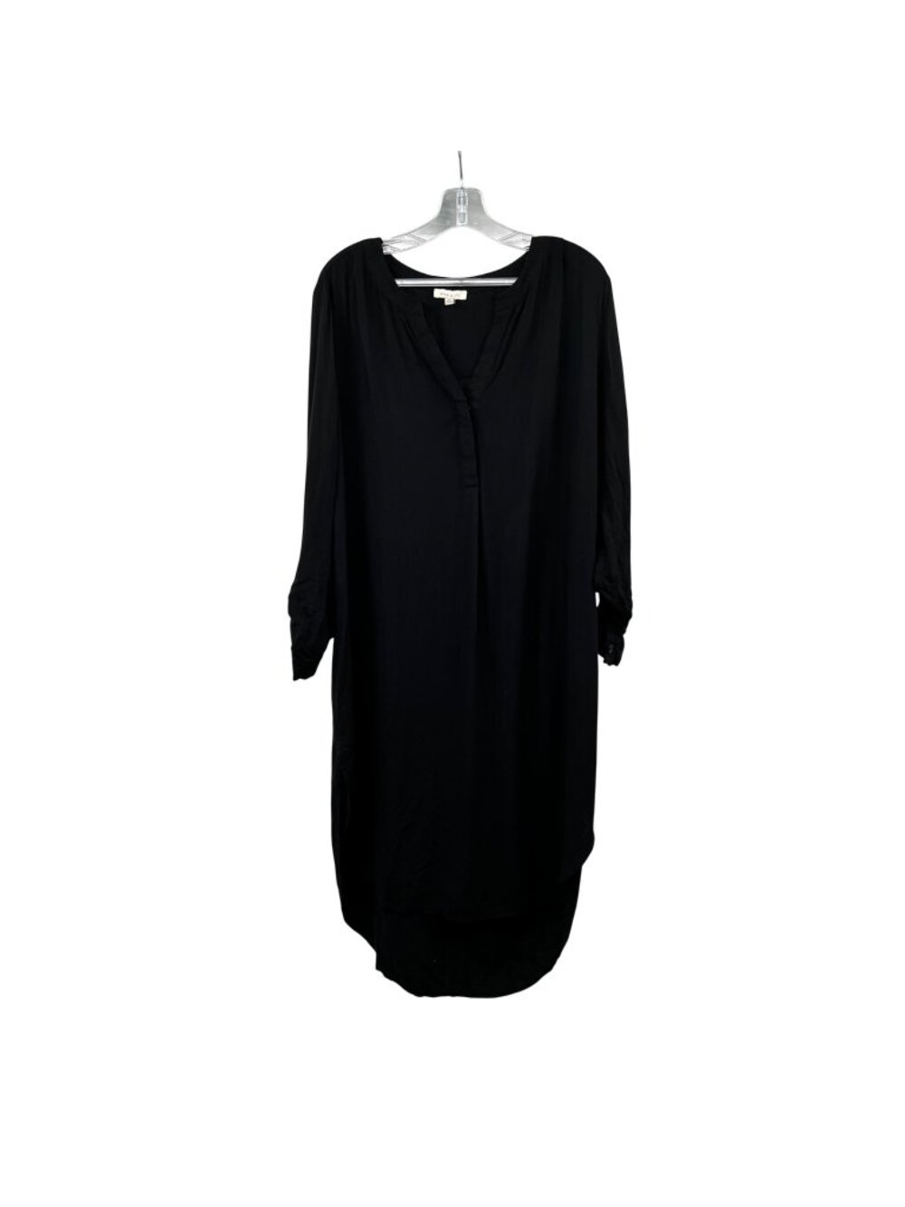 Alex & Lili Black Hi Low Dress Long Roll Tab Sleeve Lightweight Womens Size XL